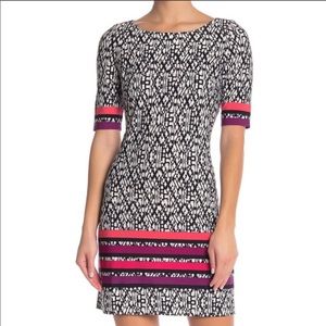 Eliza J Sleeve Print Dress Pink